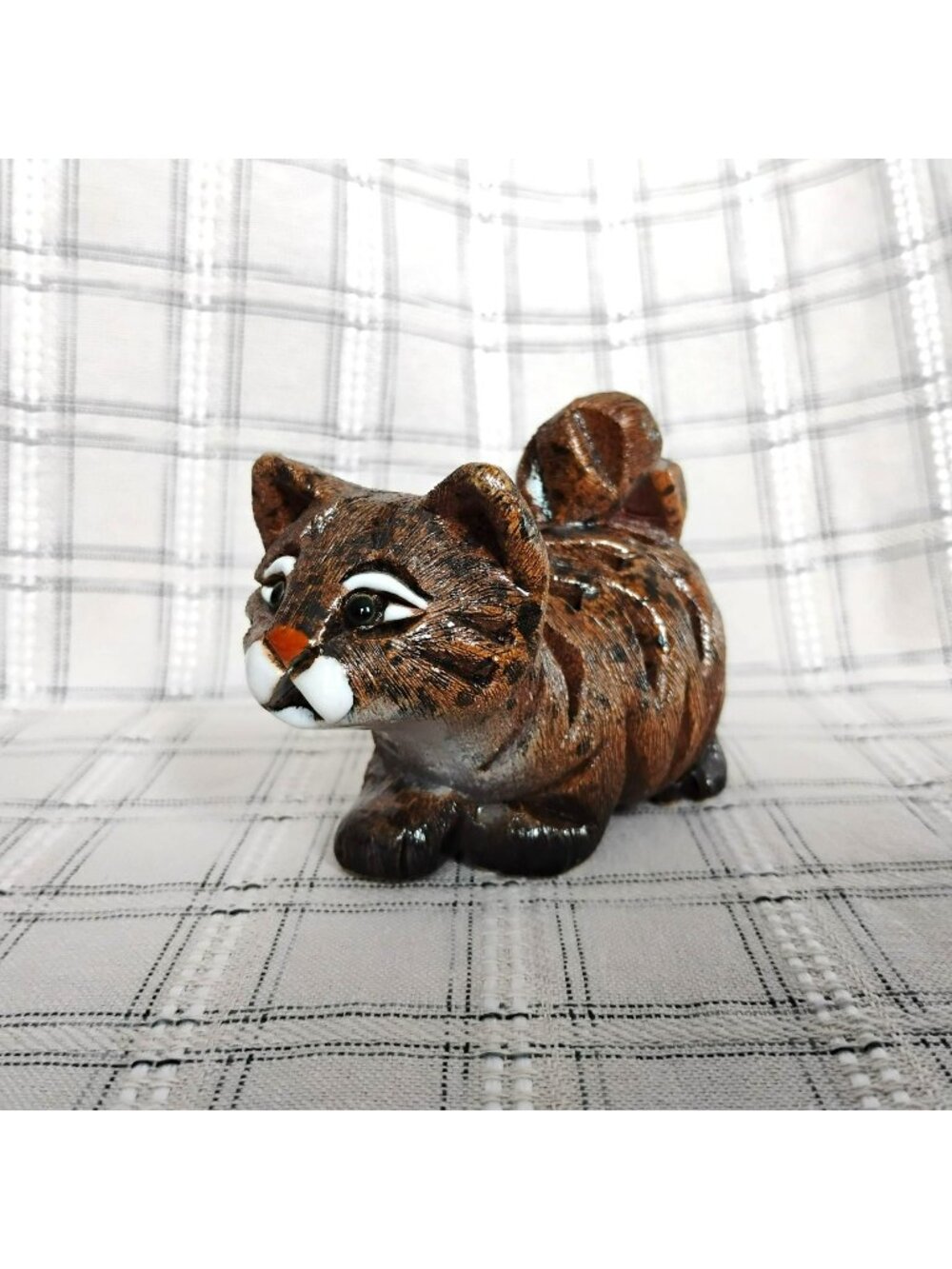Artesania Rinconada Standing Crouching Tabby Cat Figurine Uruguay Ceramic Kitten